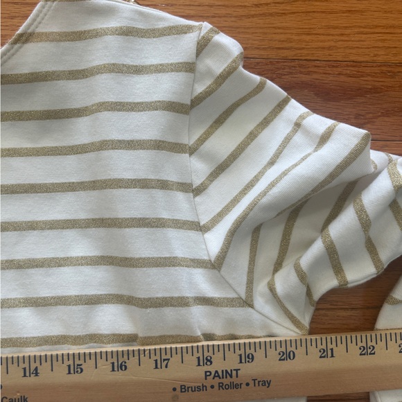 J.Crew Shirt Women's Size L White Gold Stripe Long Sleeve Artist T-Shirt - Picture 4 of 10